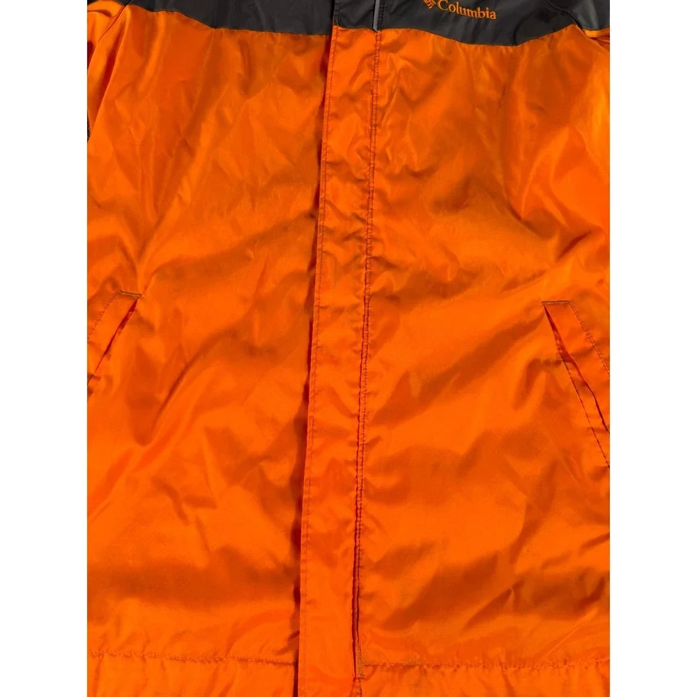 Columbia Sportswear Windbreaker Jacket Youth Medium 10/12 Orange Gray Hooded